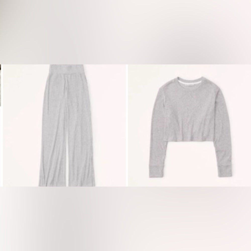 Abercrombie & Fitch Cozy Rib Knit Set Grey Medium